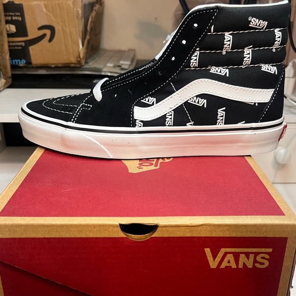 Vans Sk8-Hi Black and True White Sneakers - Picture 1 of 3